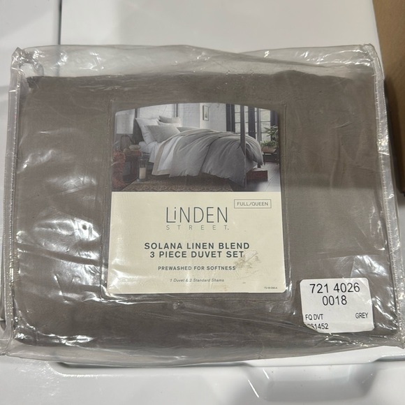 New - Linden Street Solana Linen Blend 3-pc. Duvet Cover Set Full/Queen - Picture 2 of 5